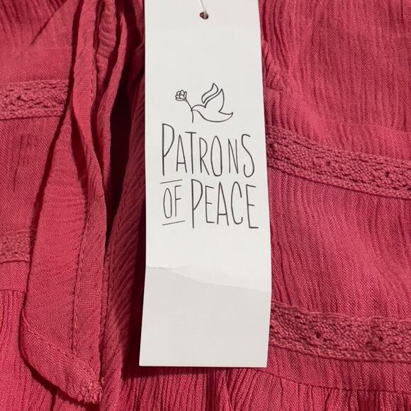 PATRONS OF PEACE Keyhole Crinkle Tank Ruffle Strap Bubble Gum NWT Medium - Picture 9 of 15